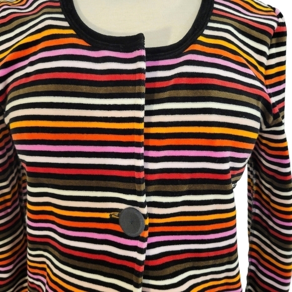Sonia Rykiel Multicolor Striped Velour Cardigan - Picture 2 of 7